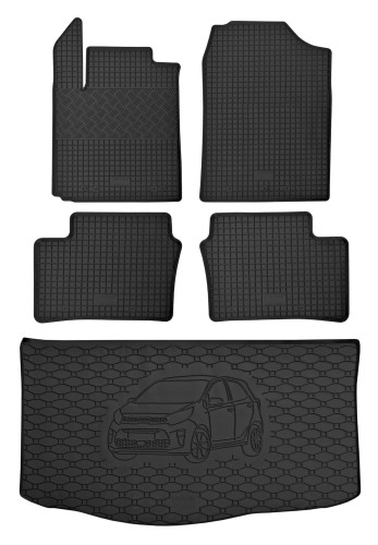 Przejdź do produktu KIA Picanto (od 2017- / od 2021-) Dedykowane dywaniki i mata do bagażnika - Zestaw Rigum